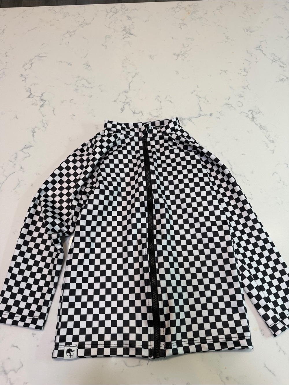 Checkerboard Kids Zip-Up Swim Sun Skirt - Black/White George Hats size 5/6